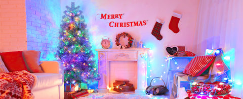 6FT Sliver Pre-Lit Artificial Christmas Tree: Hinged Full PVC Tree with 800 Branch Tips & 300 LED Lights, 11 Modes. Ideal Indoor/Outdoor Holiday Decoration.