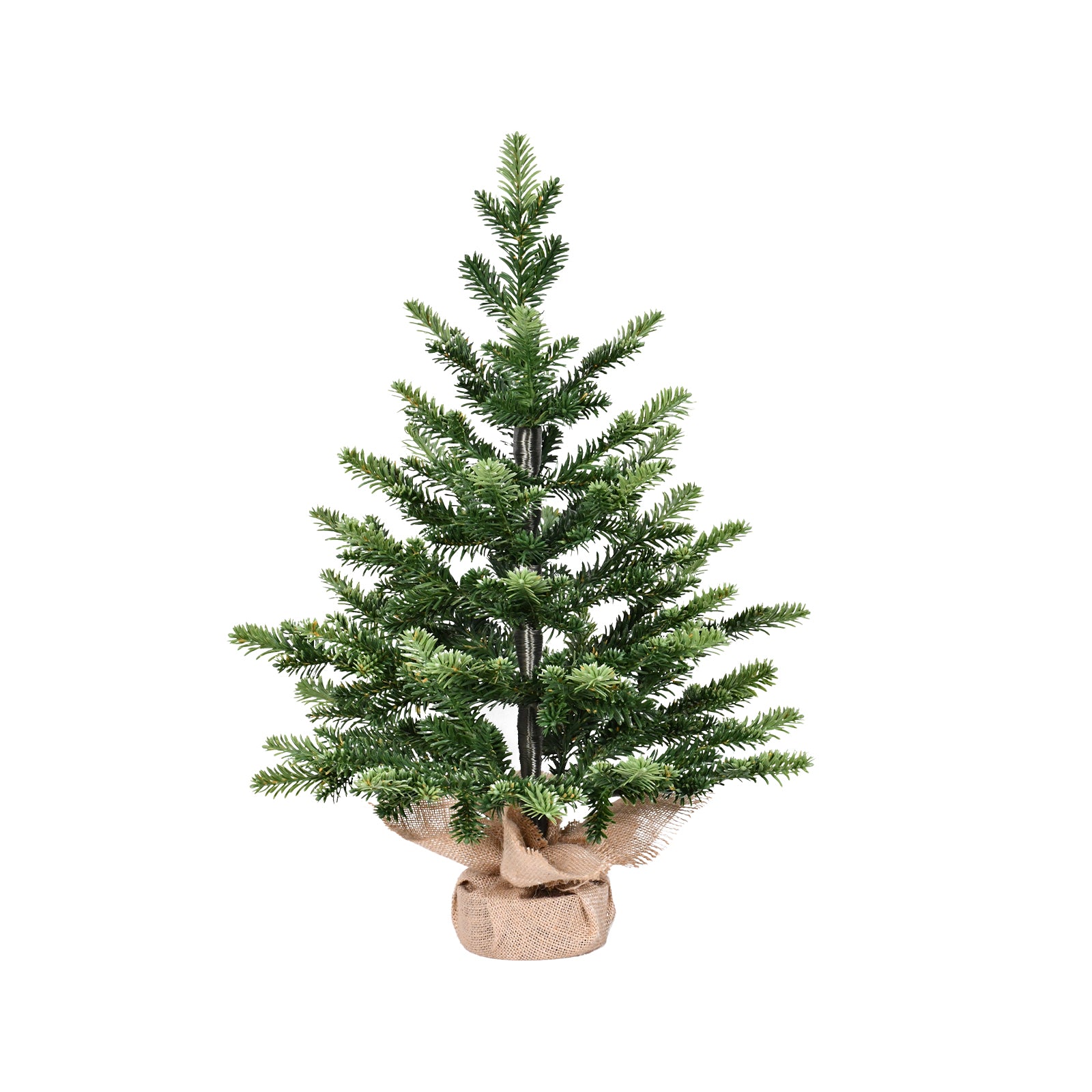 2FT Realistic Full PE Christmas Tree | 230 Lush Tips, Green Mini Tabletop Decor | Cement-Filled Base for Home, Office, Dorm Entryway Holiday Charm