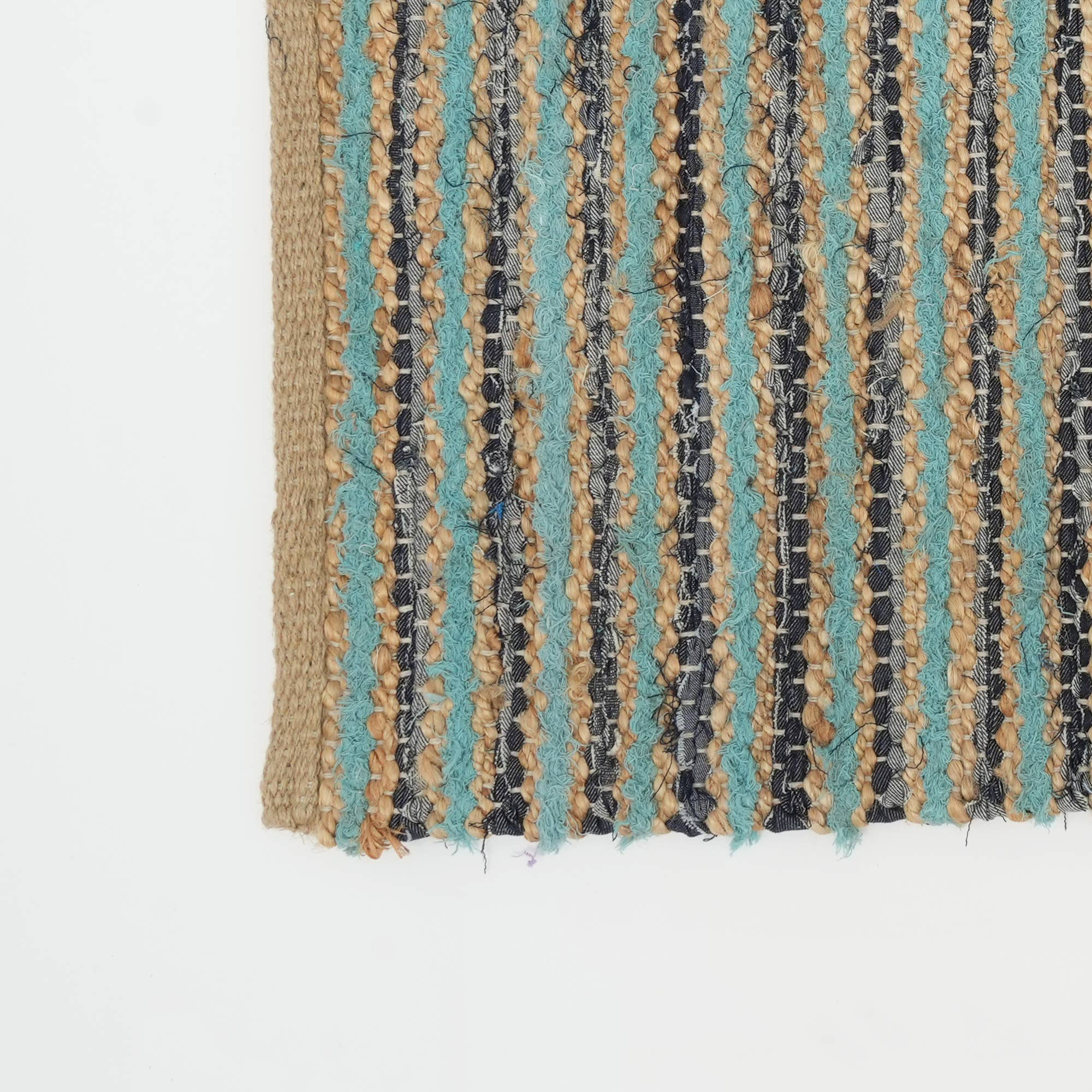 Camelot 36x24" Blue Cotton Blend Scatter Rug - Soft Textured Accent Rug for Living Room, Bedroom, Entryway, Home Décor - Durable Fringed Farmhouse Style