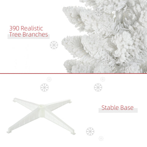 HOMCOM 6ft Snow Flocked Pencil Christmas Tree, Slim White Xmas Tree with Realistic Branches & Plastic Base for Indoor Home Decor. Easy Assembly & Storage.