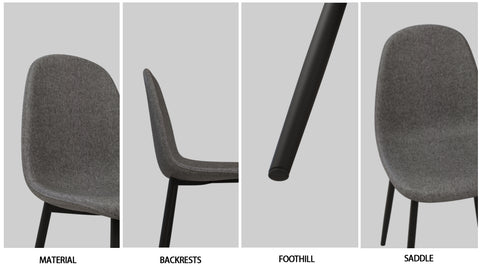 59" Black MDF Dining Table Set for 4 - Modern Industrial Suede Chairs with Metal Base, Ergonomic Comfort, Farmhouse Kitchen & Dining Room Furniture, Easy Assembly