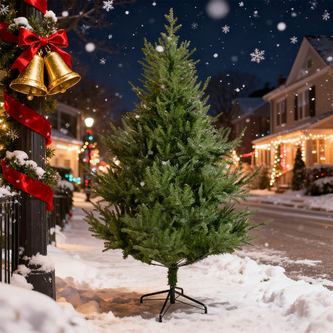 Winga 7FT Green Curved Christmas Tree - Realistic 84-Inch PE & PVC with Dense, Fluffy Branches. Easy Assembly, Stable Metal Base. Perfect for Holiday & Halloween Decor, Indoor/Outdoor Use.