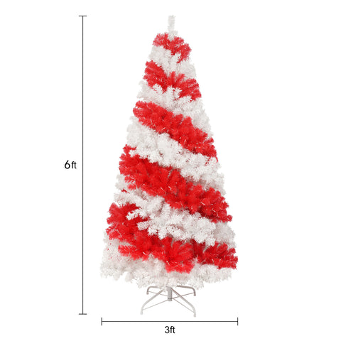 6ft Candy Cane Christmas Tree with 300 Warm White LED Lights & 900 Bendable Branches, Premium PVC Holiday Decoration for Home, Parties, Indoor Xmas Decor