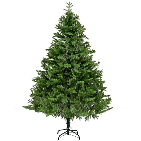 Premium 7FT Realistic Spruce Christmas Tree | Full PE Needles, Hinged Branches for Easy Setup | Lush Green, Unlit, Reusable | Indoor Holiday Decor, Sturdy Metal Stand Included