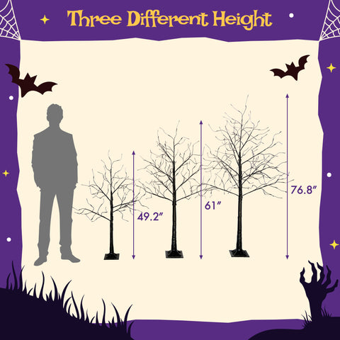4-6FT Halloween Spooky Tree with 216 Purple LED Lights, Lighted Black Artificial Tree for Indoor Haunted House Decor, Durable Vinyl, Steady Glow