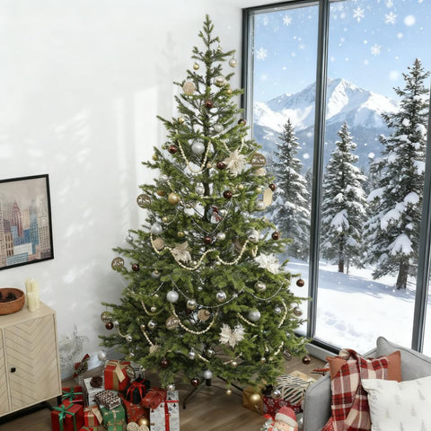 9ft Sparse Artificial Christmas Tree - Realistic Cedar Design, 4306 PE Tips, Hinged Branches, Flame Retardant, Steel Stand - Indoor Holiday Decor, Green, 106.3" H