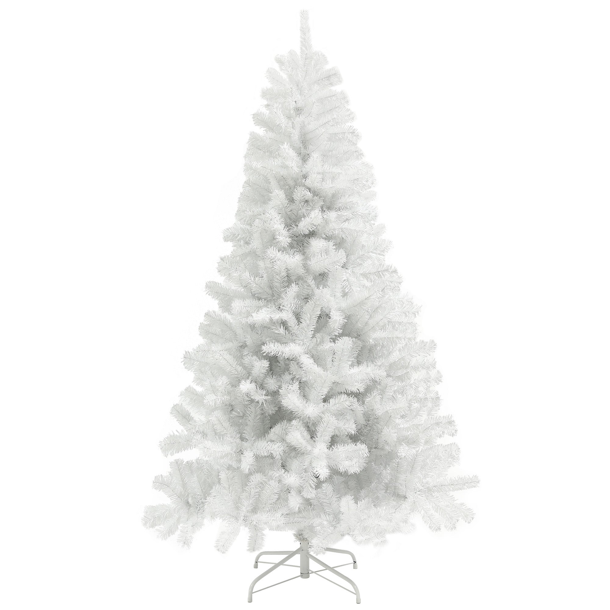 HOMCOM 7.5ft White Artificial Christmas Tree - Auto Open Unlit Xmas Tree with 1346 Realistic Branch Tips, Flame-Retardant, Steel Base - Perfect Holiday Home & Office Decor