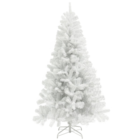 HOMCOM 7.5ft White Artificial Christmas Tree - Auto Open Unlit Xmas Tree with 1346 Realistic Branch Tips, Flame-Retardant, Steel Base - Perfect Holiday Home & Office Decor