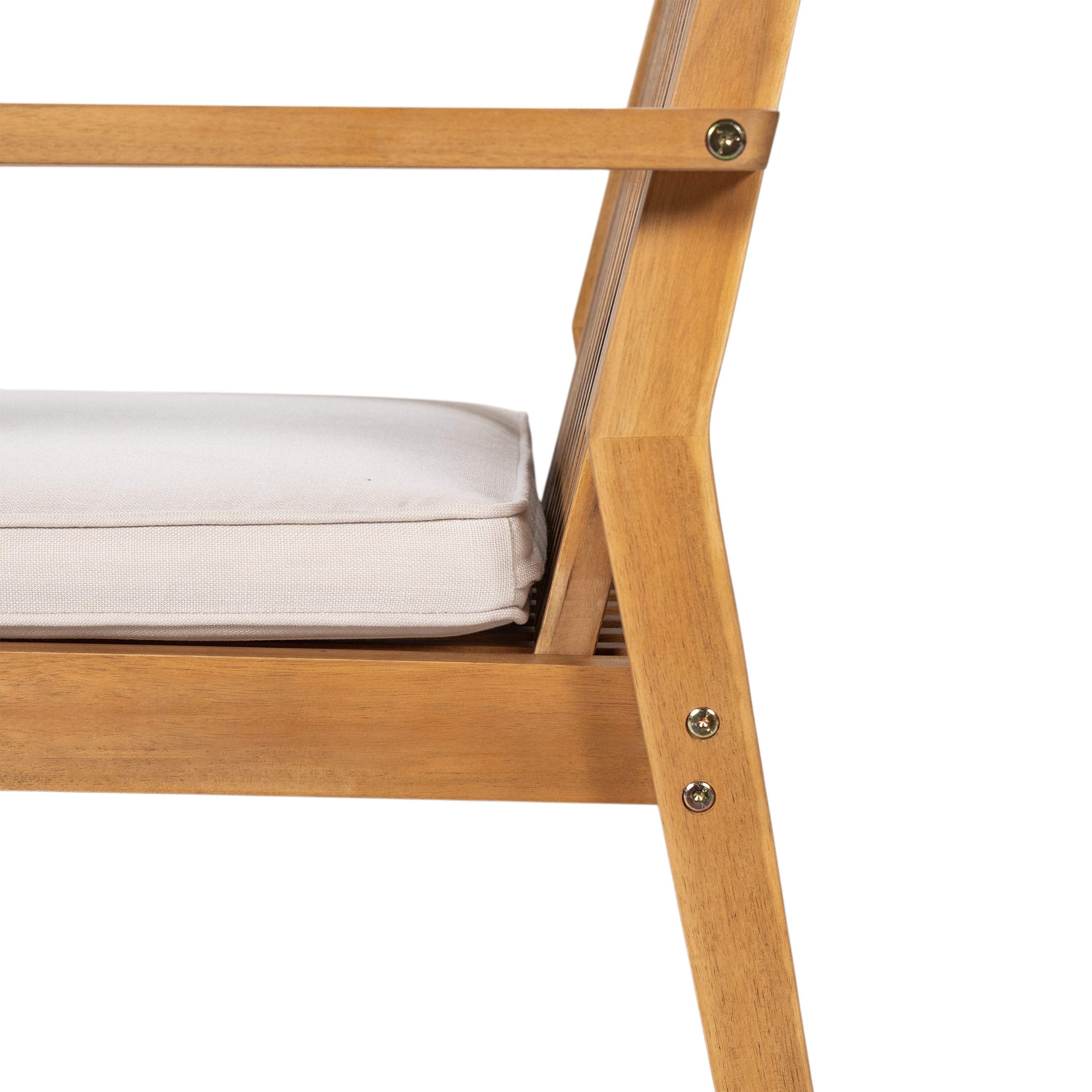 Durable 5-Piece Acacia Wood Patio Furniture Set: Natural Table & 4 Beige Cushioned Chairs for Outdoor Dining, Garden, Deck - Heavy-Duty, All-Weather, 69" Table, 400lb Chairs