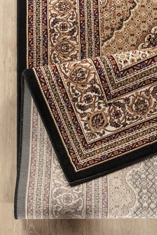 Manchester GC Black Ivory 5'3" x 7'3" Traditional Herati Pattern Area Rug - Durable Polypropylene, Low Pile, Made in Turkey