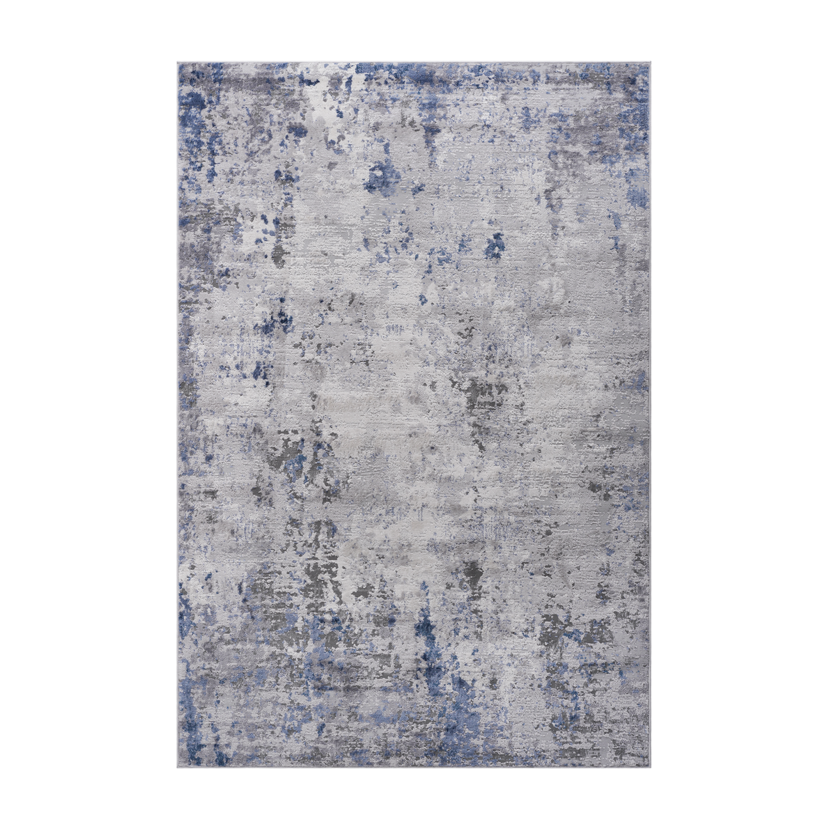 MARFI Collection 6'x9' Abstract Area Rug | Stain Resistant, Kid & Pet Friendly Polyester | Medium Pile, Latex-Free Cotton Backing | Silver/Blue | Turkey Made