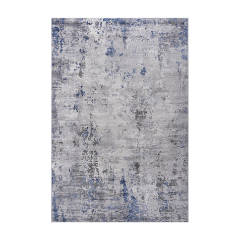MARFI Collection 8x10 Abstract Area Rug - Silver/Blue Polyester, Stain-Resistant, Non-Shedding, Durable Loop Pile for Living Room, Bedroom, Home Office, Kid & Pet Friendly, Turkish Made