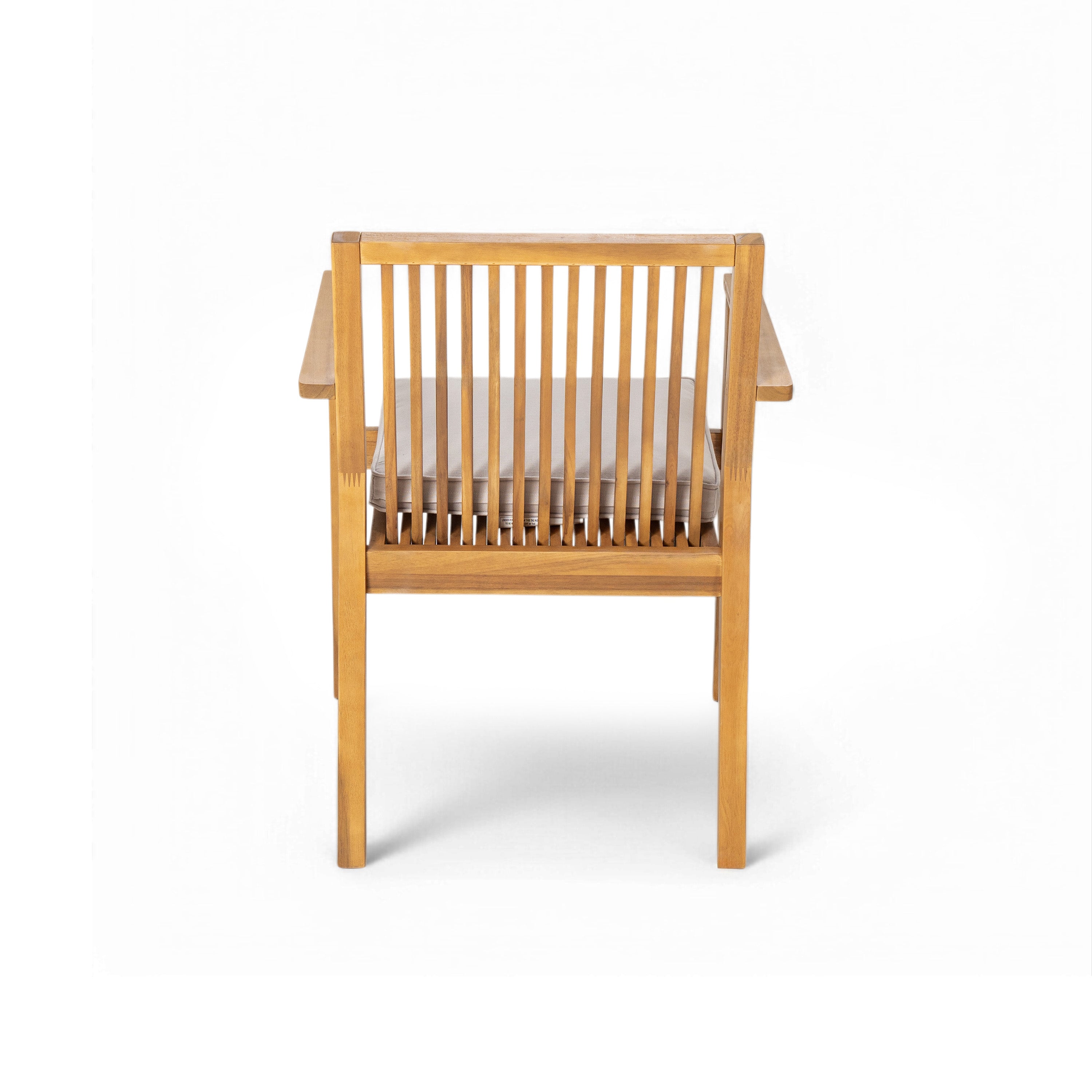 Durable 5-Piece Acacia Wood Patio Furniture Set: Natural Table & 4 Beige Cushioned Chairs for Outdoor Dining, Garden, Deck - Heavy-Duty, All-Weather, 69" Table, 400lb Chairs