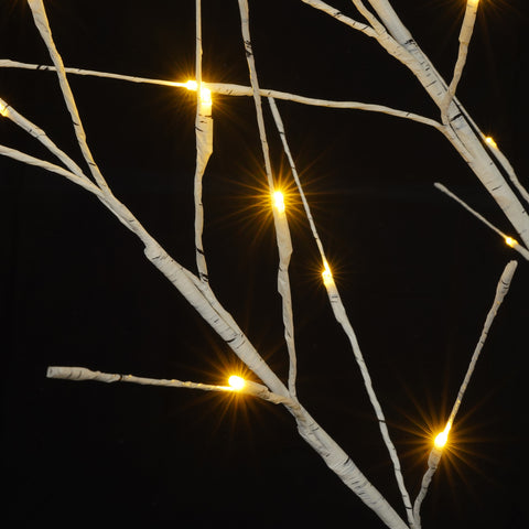 Set of 3 Lighted White Birch Trees (4ft, 5ft, 6ft) with 216 Warm White LEDs - Flexible Artificial Trees for Indoor/Outdoor Holiday &amp; Party Decoration