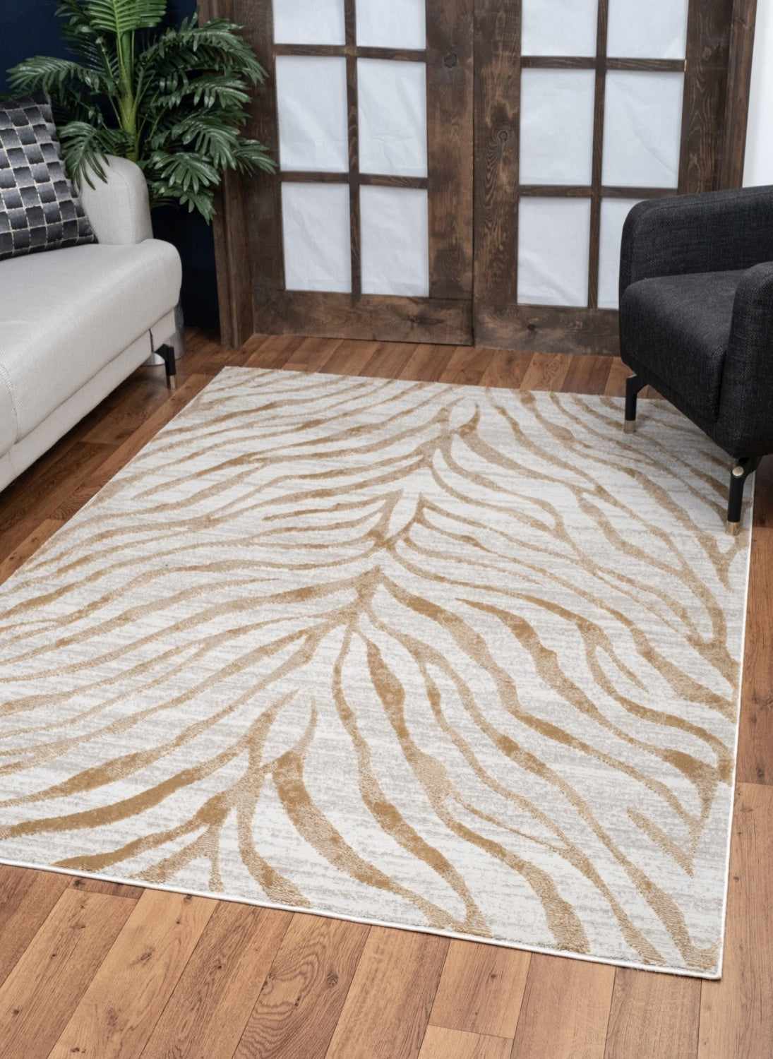 Elegance GC Gold 2x3 ft Area Rug: Soft Polyester Animal Skin Pattern Accent Mat, Stain Resistant, Kid & Pet Friendly, Durable Entryway Rug Made in Turkey