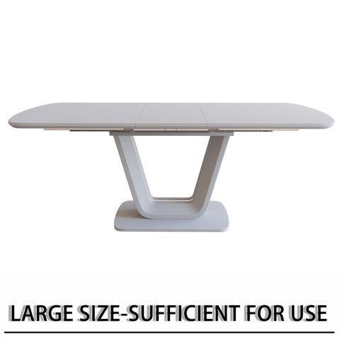 Expandable 62.99"-78.74" Dining Table Set for 2-8, Gray MDF &amp; PU Fabric, 6 Padded Chairs with U-Legs for Kitchen, Dining Room, Living Room, Modern Farmhouse Style