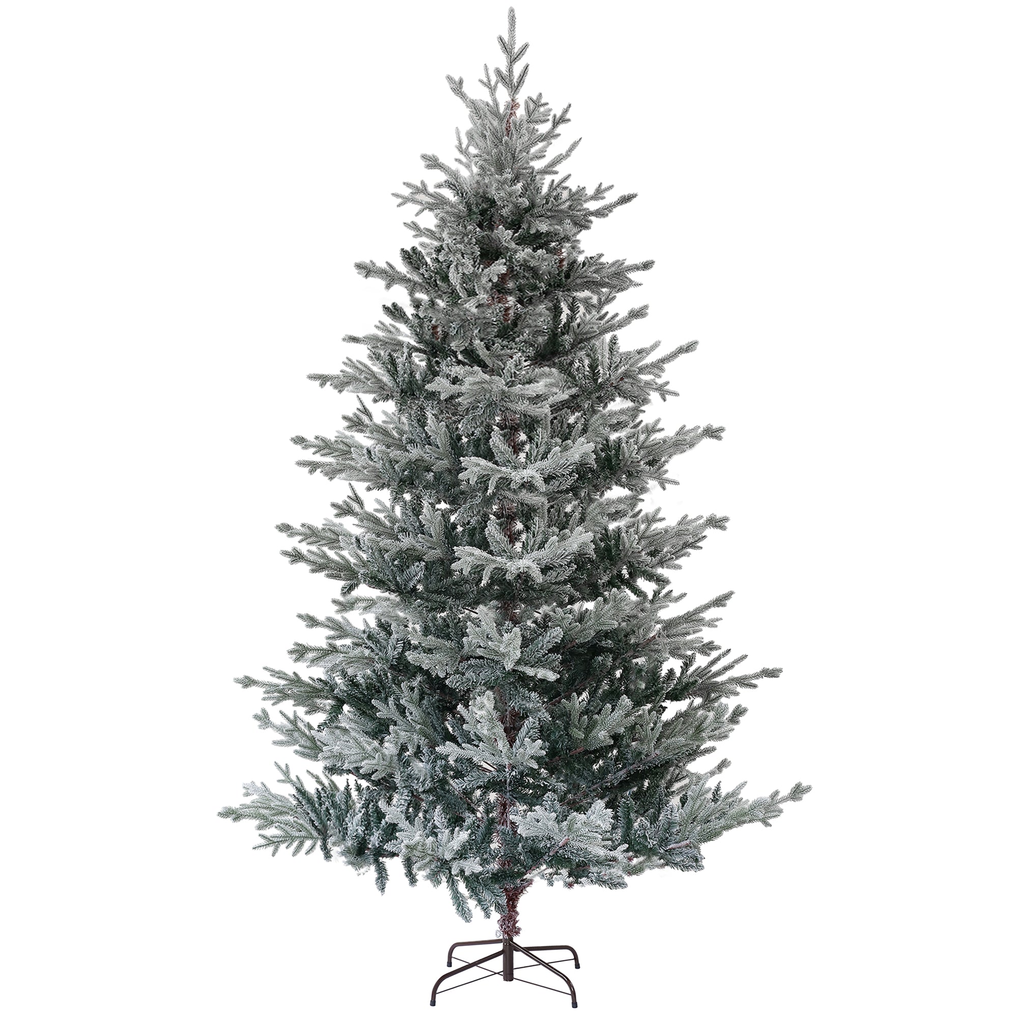9ft Snow Flocked Nordic Pine Artificial Christmas Tree - Hinged, Flame Retardant, Easy Assembly w/ Foldable Metal Stand for Indoor Home &amp; Office Holiday Decor