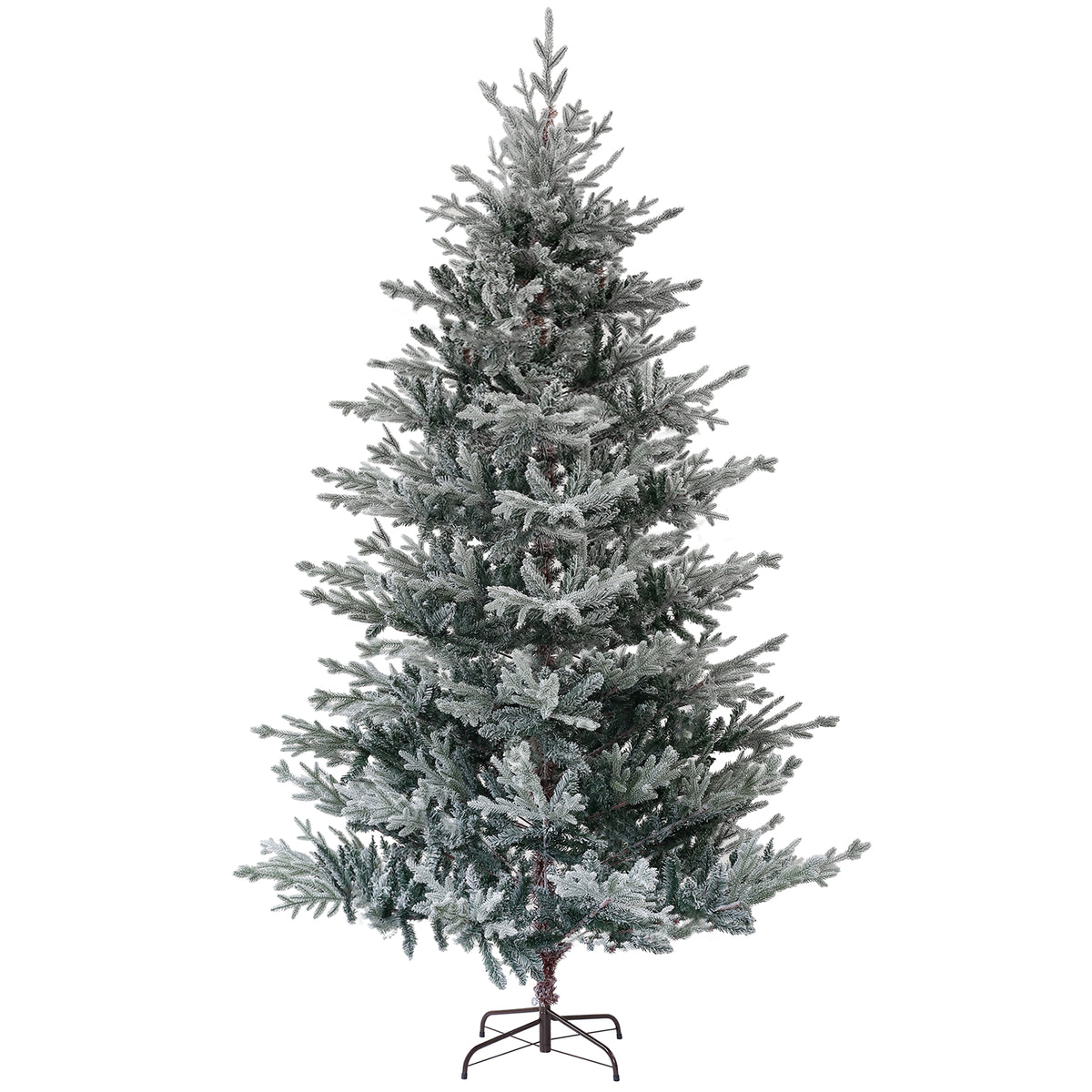 9ft Snow Flocked Nordic Pine Artificial Christmas Tree - Hinged, Flame Retardant, Easy Assembly w/ Foldable Metal Stand for Indoor Home &amp; Office Holiday Decor