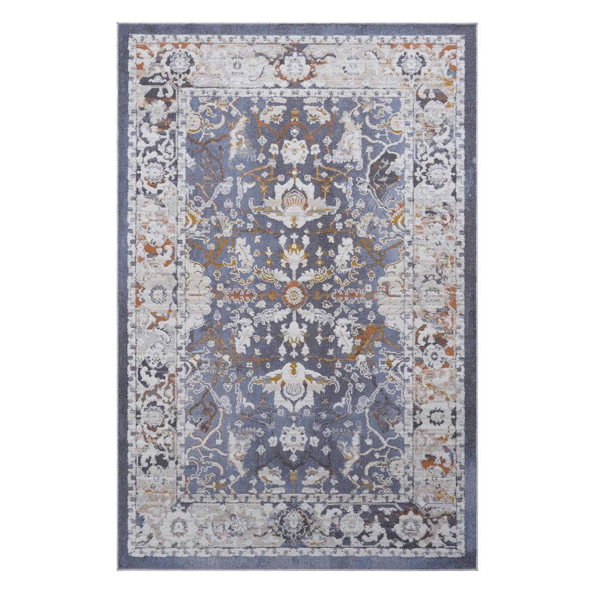 PAYAS Collection 8x10 Traditional Blue Area Rug - Stain Resistant, Non-Shedding Polyester for Living Room, Bedroom, Office, Kid & Pet Friendly, Medium Pile, Turkish Made
