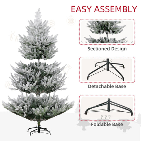 HOMCOM 6ft Green Artificial Christmas Tree: Realistic Hinged Pine Xmas Tree w/ 795 Auto-Open Branches, Steel Base for Home & Holiday Decor