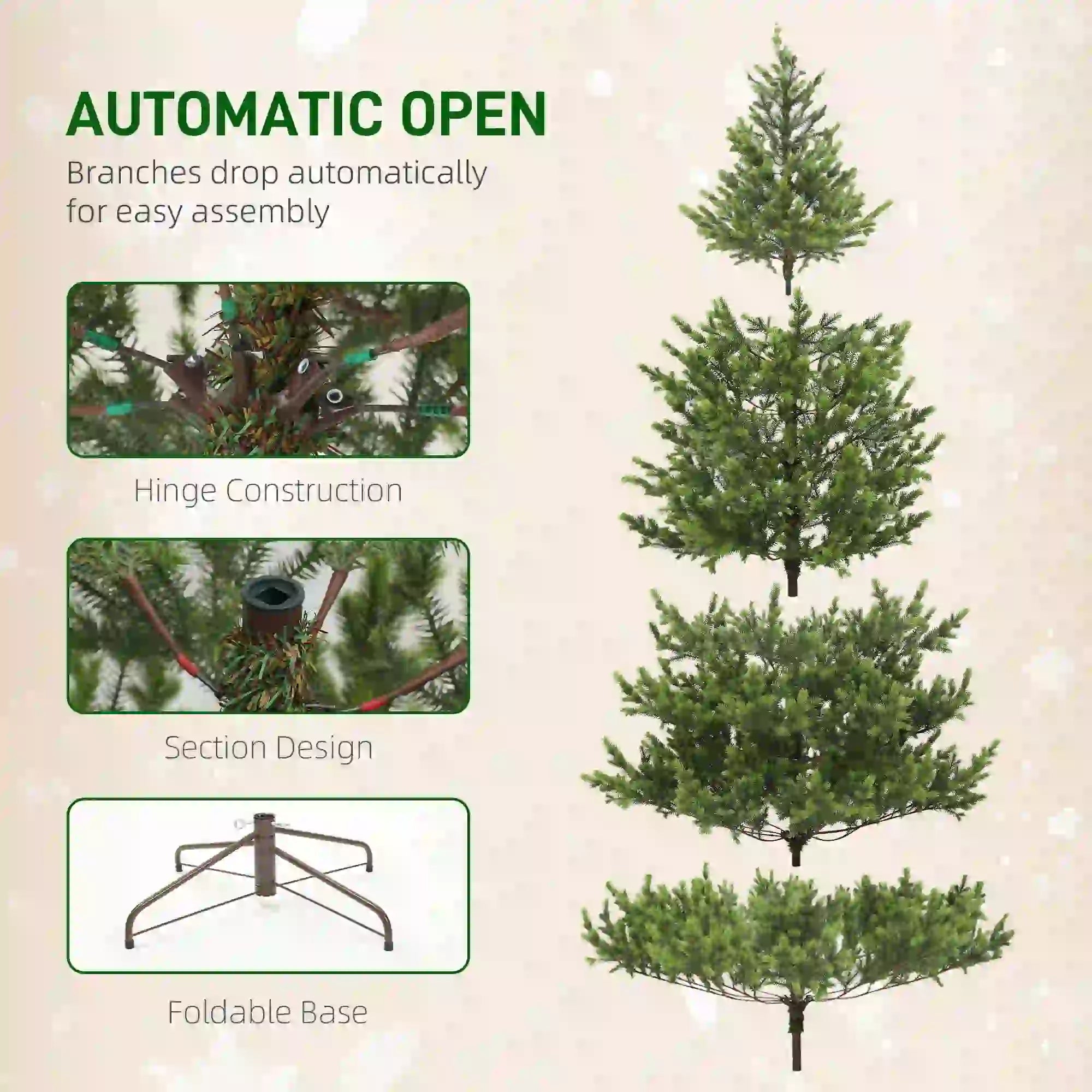 9ft Sparse Artificial Christmas Tree - Realistic Cedar Design, 4306 PE Tips, Hinged Branches, Flame Retardant, Steel Stand - Indoor Holiday Decor, Green, 106.3" H
