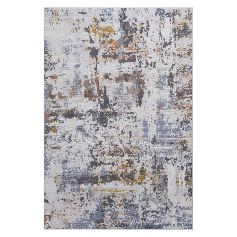PAYAS Collection 5x7 Ivory &amp; Navy Abstract Area Rug - Stain-Resistant, Non-Shedding Polyester for Living Room, Bedroom, Entryway. Durable, Easy Clean, 0.28" Pile, Latex-Free Cotton Backing.