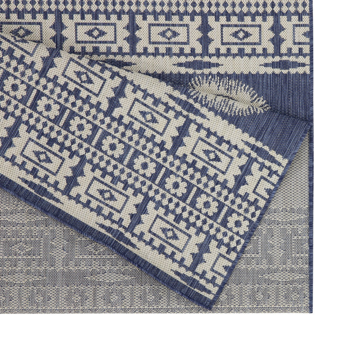 Sunshine Collection 2'7" x 7'3" Blue Polypropylene Indoor/Outdoor Area Rug - Stain Resistant, Durable Flatweave for Entryways & Patios, Easy Clean