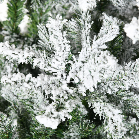 HOMCOM 9' Tall Snow Flocked Pine Artificial Christmas Tree | Realistic Unlit Green Branches | Flame-Retardant &amp; Easy Assembly | Perfect for Home &amp; Holiday Decor
