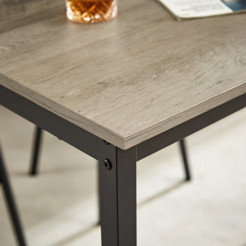 Rustic Grey Industrial Pub Dining Table Set for 6 - 7pc Bar Table w/ PU Leather Back Chairs, 47.2"L x 23.6"W x 35.4"H, Kitchen, Breakfast Nook, Living Room, Bar Area