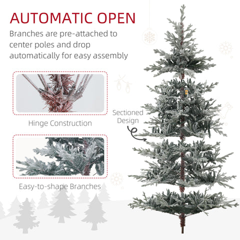 9ft Snow Flocked Nordic Pine Artificial Christmas Tree - Hinged, Flame Retardant, Easy Assembly w/ Foldable Metal Stand for Indoor Home &amp; Office Holiday Decor