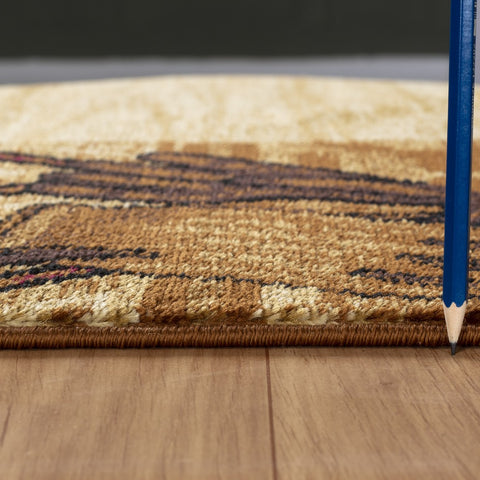 Tribes GC Southwest Area Rug - 5'3" x 7'3" Beige Polypropylene, 0.39" Pile, Stain-Resistant, Durable for High-Traffic Living Rooms &amp; Entryways, Made in Turkey