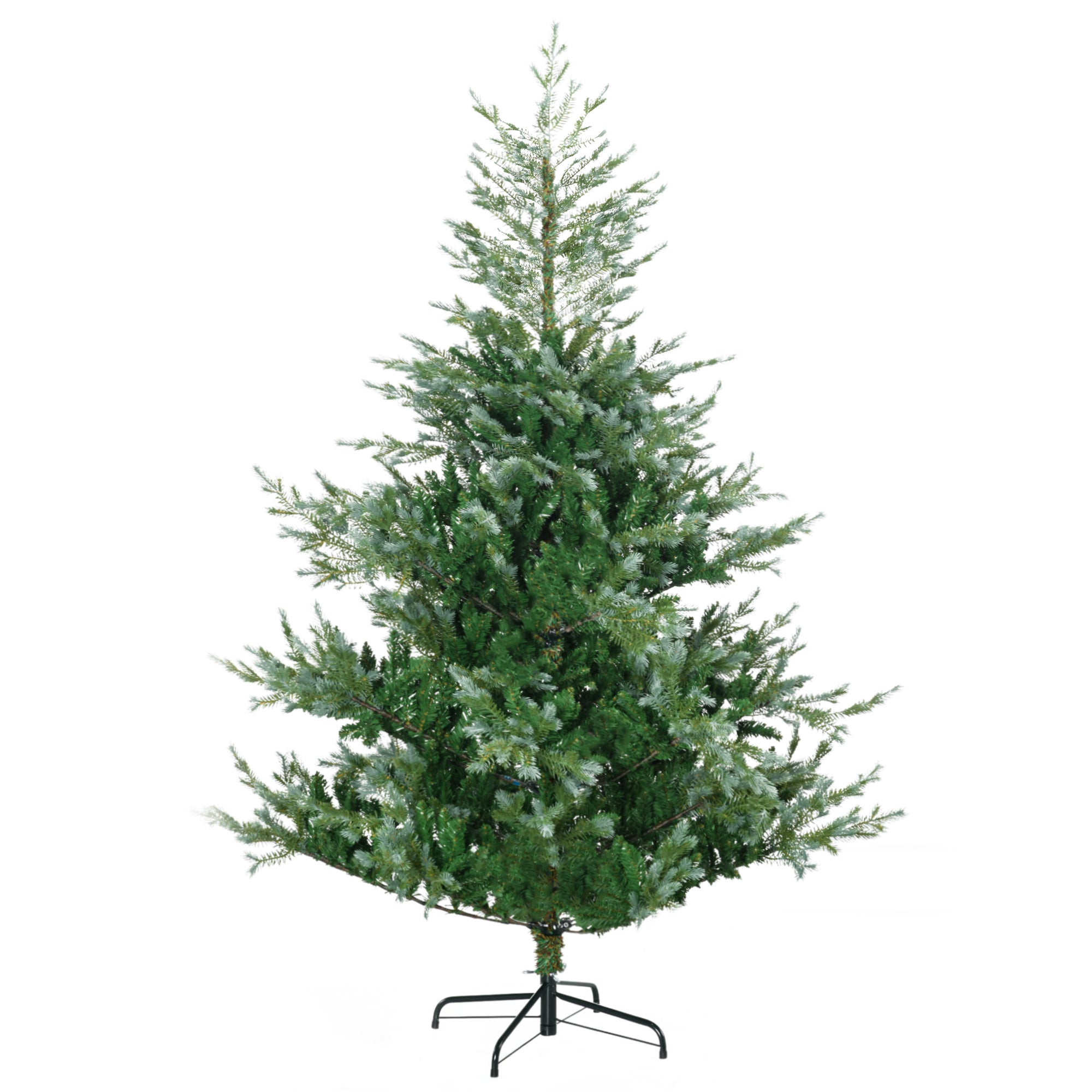 HOMCOM 6ft Artificial Christmas Tree - Wide Shape, 795 Easy-Shape Branches, Auto-Open Design, Flame-Retardant Plastic, Green, Steel Base for Holiday Home Decor
