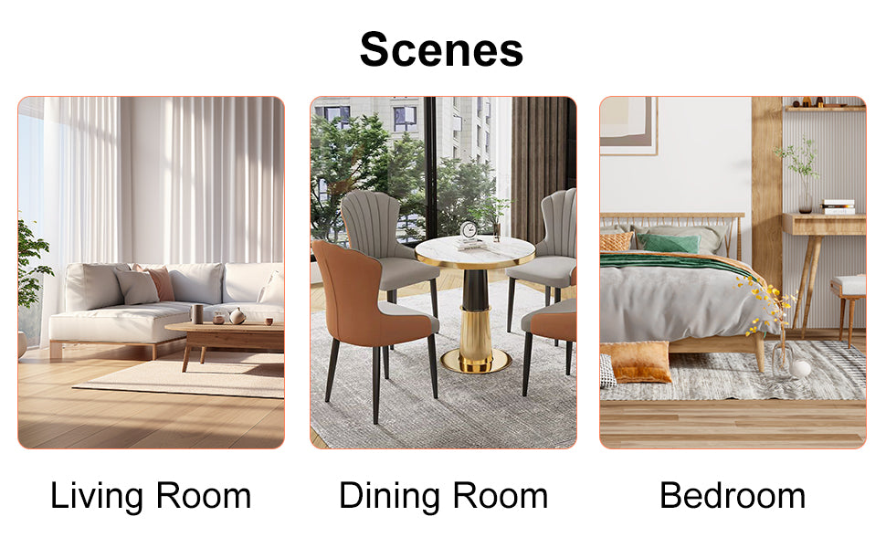 Modern Minimalist Dining Table Set with Imitation Marble Glass Top &amp; U-Bracket Legs - Seats 4-8 - Black &amp; Gold MDF - Perfect for Dining &amp; Living Rooms