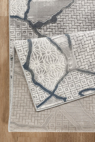 Geometrix GC_DIM1010 5'3" x 7'3" Gray Abstract Area Rug - 100% Polyester Pile, Jute Backing, 0.43" Pile Height, Modern Art Deco/Boho Style for Living Room, Bedroom, High Traffic Areas, Made in Turkey