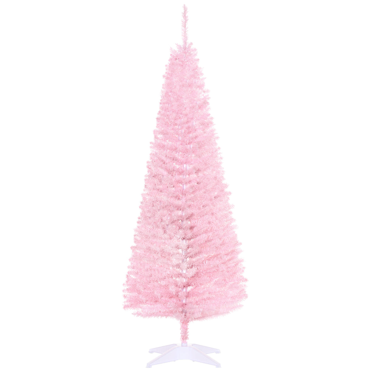 HOMCOM 5ft Pink Artificial Pencil Christmas Tree: Slim Xmas Tree, 294 Realistic Branch Tips, Flame-Retardant Plastic Stand for Indoor Home Decor, Easy Assembly &amp; Storage