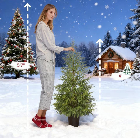 2 Pack 4ft Realistic Norfolk Pine Christmas Trees, Green Artificial Xmas Tree with 133 Molded Tips &amp; Pot Base, Flame-Retardant, Easy Setup for Indoor Living Room &amp; Entryway Decor