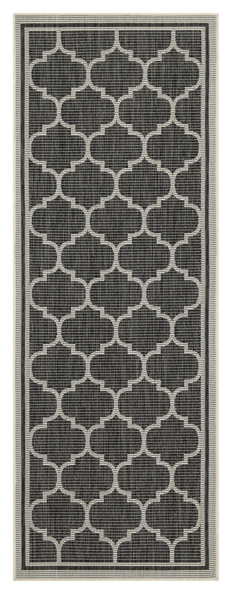 Sunshine GC_HAR2005 Anthracite 7'10"x10'3" Indoor/Outdoor Trellis Area Rug - Durable Polypropylene, Stain-Resistant, Easy Clean Patio Deck Living Room Flooring