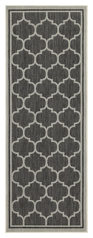 Sunshine GC_HAR2005 Anthracite 7'10"x10'3" Indoor/Outdoor Trellis Area Rug - Durable Polypropylene, Stain-Resistant, Easy Clean Patio Deck Living Room Flooring