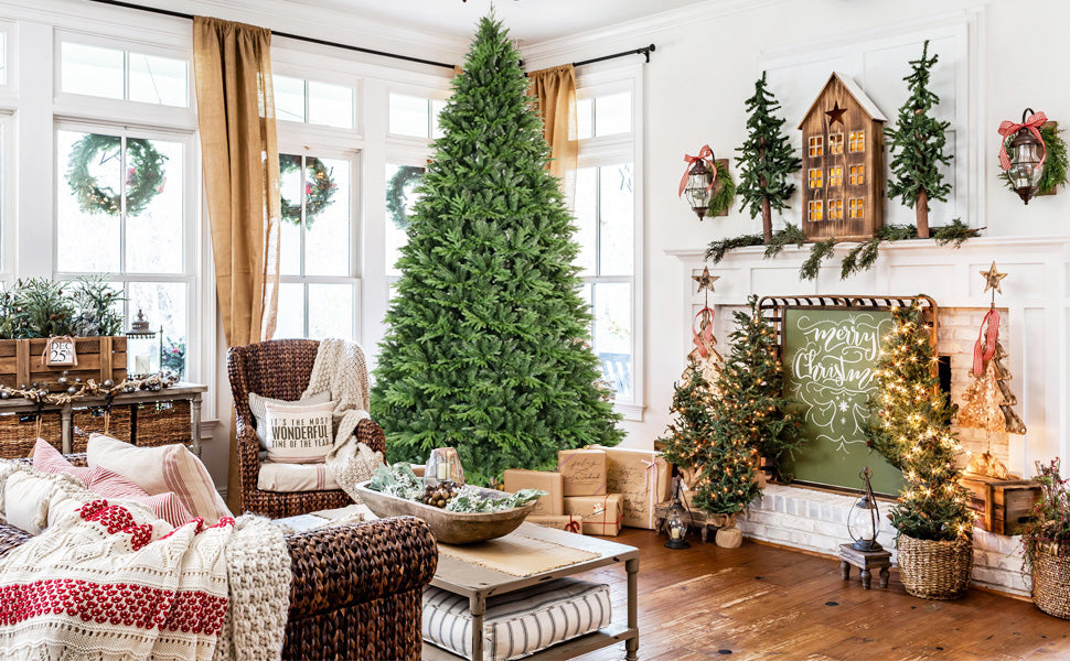 7.5ft Premium Hinged Artificial Christmas Tree - Realistic PE+PVC Pine with 3135 Tips, Easy Fluff, Sturdy Metal Stand for Indoor/Outdoor Holiday Decor