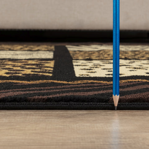 Tribes GC YLS4012 5'3" x 7'3" Black Multi Animal Print Area Rug - 100% Polypropylene, Kid &amp; Pet Friendly, Stain Resistant, Durable for High Traffic Zones