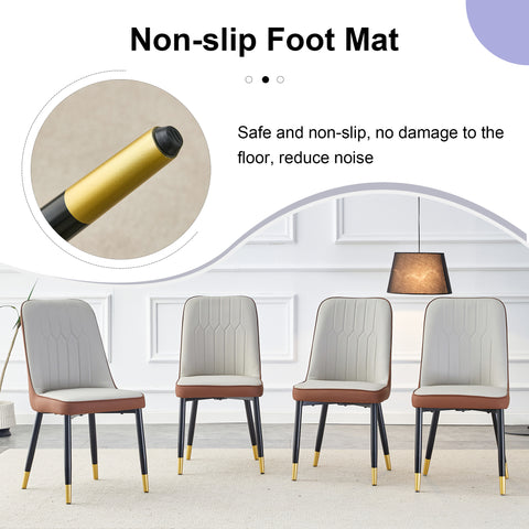 Modern Extendable Round Wood MDF Dining Table Set with 4 PU Cushioned Armless Chairs, Wood Brown, Seats 4, Perfect for Kitchen &amp; Dining Room Gatherings