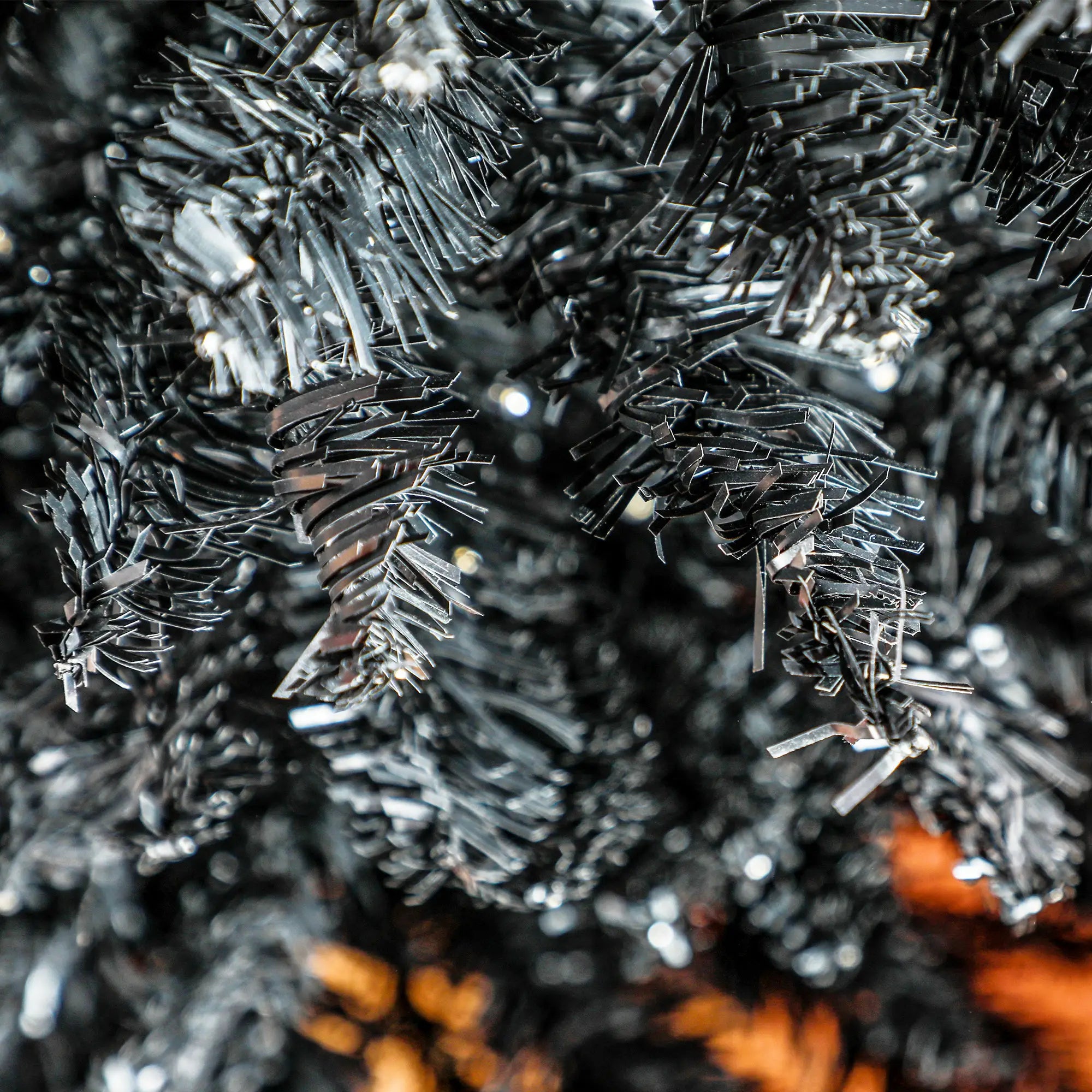 Black 6FT Pencil Christmas Tree with Warm White LED Lights, Slim Artificial Xmas Tree for Small Spaces, Flame Retardant, Easy Setup, Realistic &amp; Lush, Home Decor