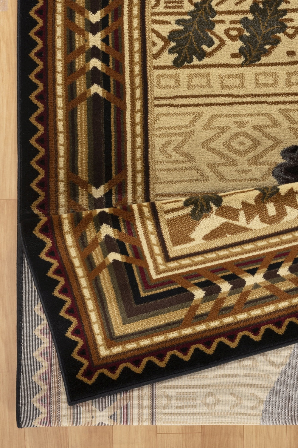 Nature's Nest GC_CBL3010 Black 2x3 Lodge Area Rug - Bear Southwestern Motif, 100% Polypropylene, Durable &amp; Stain Resistant, 0.39" Pile Height, Made in Turkey