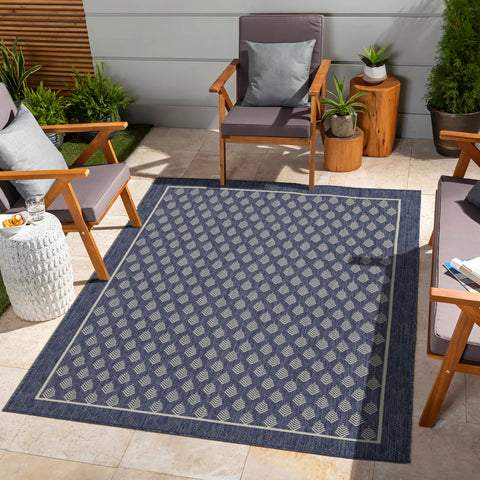Sunshine Collection GC_HAR2007 5'3" x 7'3" Blue Indoor/Outdoor Area Rug - Durable Polypropylene, Stain-Resistant, Easy Clean, Flatweave, Turkey Made