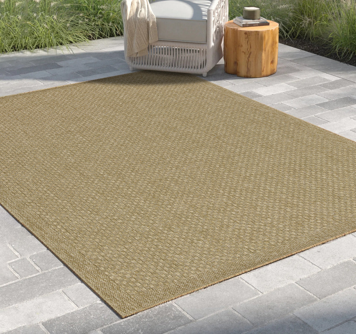Earth Collection 2' x 7' Natural Jute/Polypropylene Flatweave Indoor/Outdoor Area Rug - Durable, Stain-Resistant, Easy-Clean - Perfect for Patios, Entryways, High-Traffic Areas