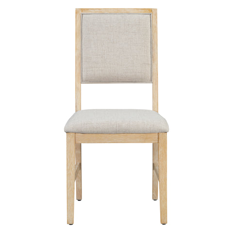 TREXM 6-Piece Retro Dining Table Set for 6, 60" Oak Veneer Wood Kitchen Table & 4 Chairs with Upholstered Bench, Natural Finish, Dining Room & Kitchen Use, Durable Rubberwood Legs