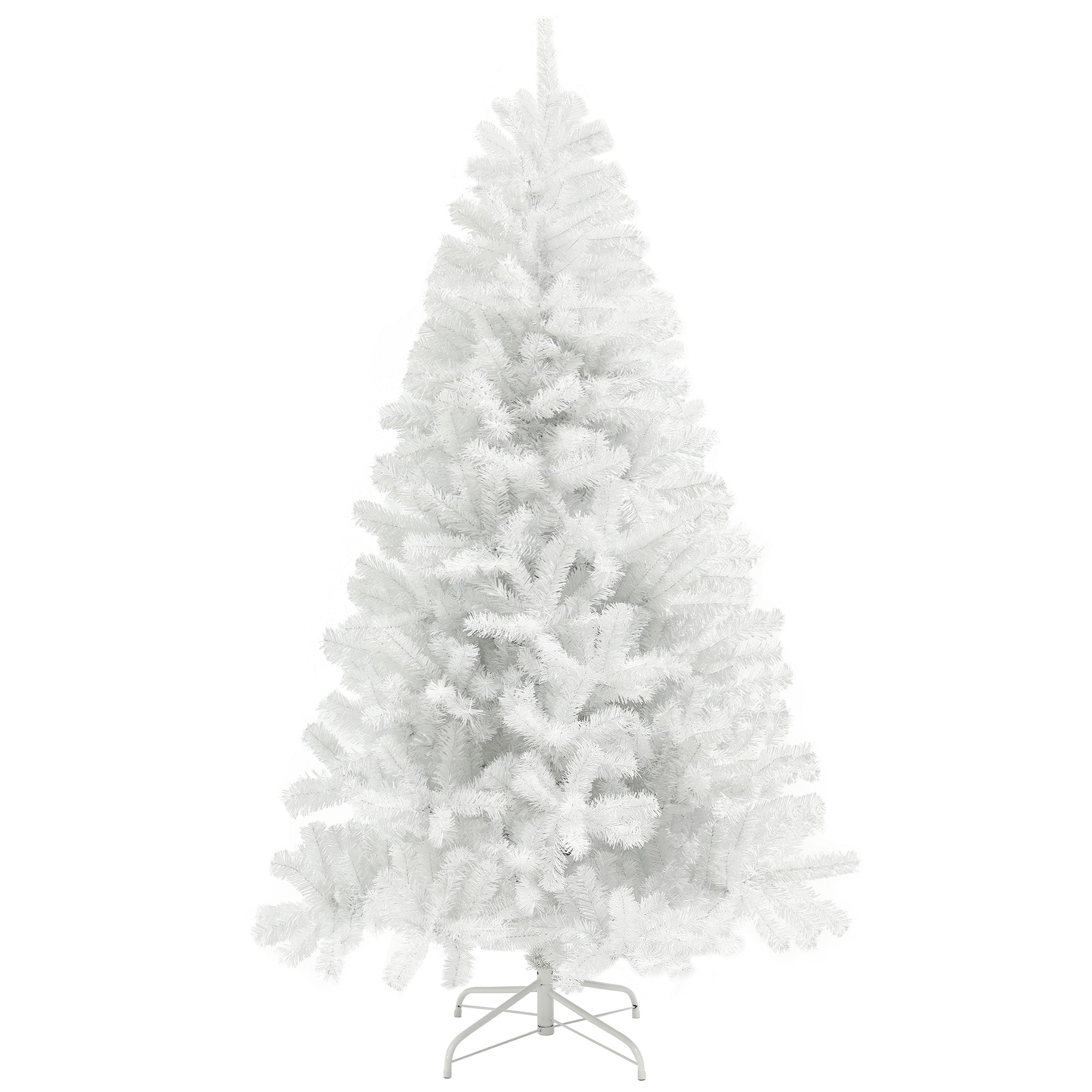 HOMCOM 9ft White Artificial Christmas Tree - Unlit Xmas Tree w/ 2132 Branch Tips, Auto Open, Steel Base for Home & Office Holiday Decor