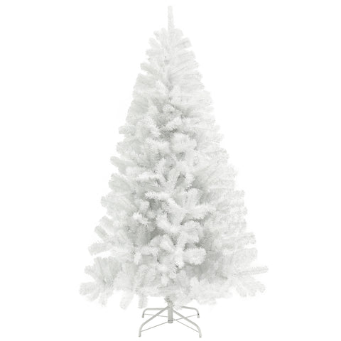 HOMCOM 9ft White Artificial Christmas Tree - Unlit Xmas Tree w/ 2132 Branch Tips, Auto Open, Steel Base for Home & Office Holiday Decor