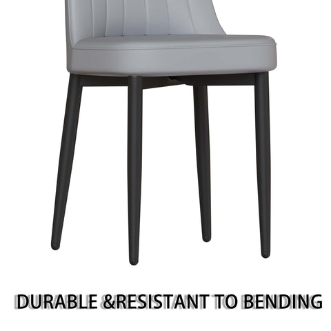 63" Cream Modern MDF Dining Table Set with 6 Grey PU Leather Ergonomic Chairs - Industrial Style Home & Kitchen Furniture for 4-8 Guests - Easy Assembly