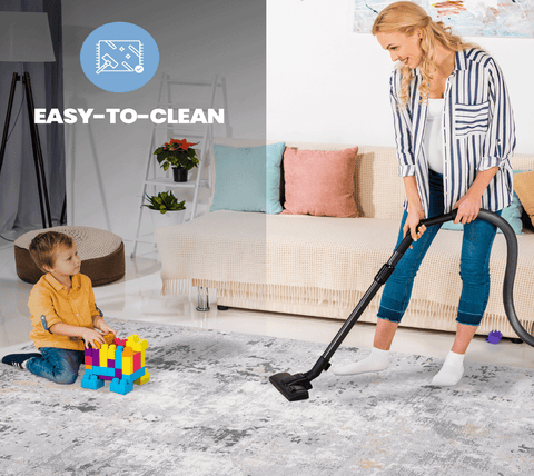 MARFI Collection 6'x9' Grey Multi Abstract Area Rug - Stain Resistant Polyester, Durable & Kid/Pet Friendly, Medium Pile for Living Room, Bedroom, Office, Turkish Made